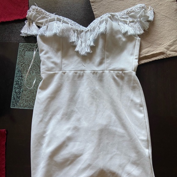 White short fringe dress Large - Picture 3 of 5